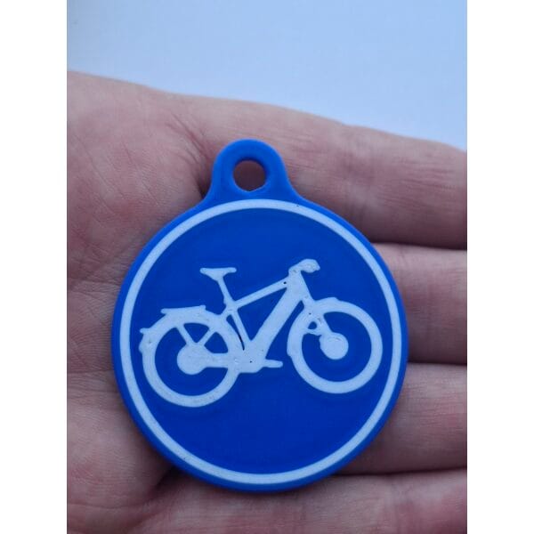 Sleutelhanger Verkeersbord Rond Speedpedelec met Stromer Blauw Wit